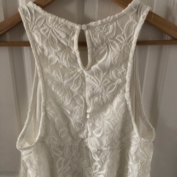 peach royal white floral lace top size small - Picture 4 of 5